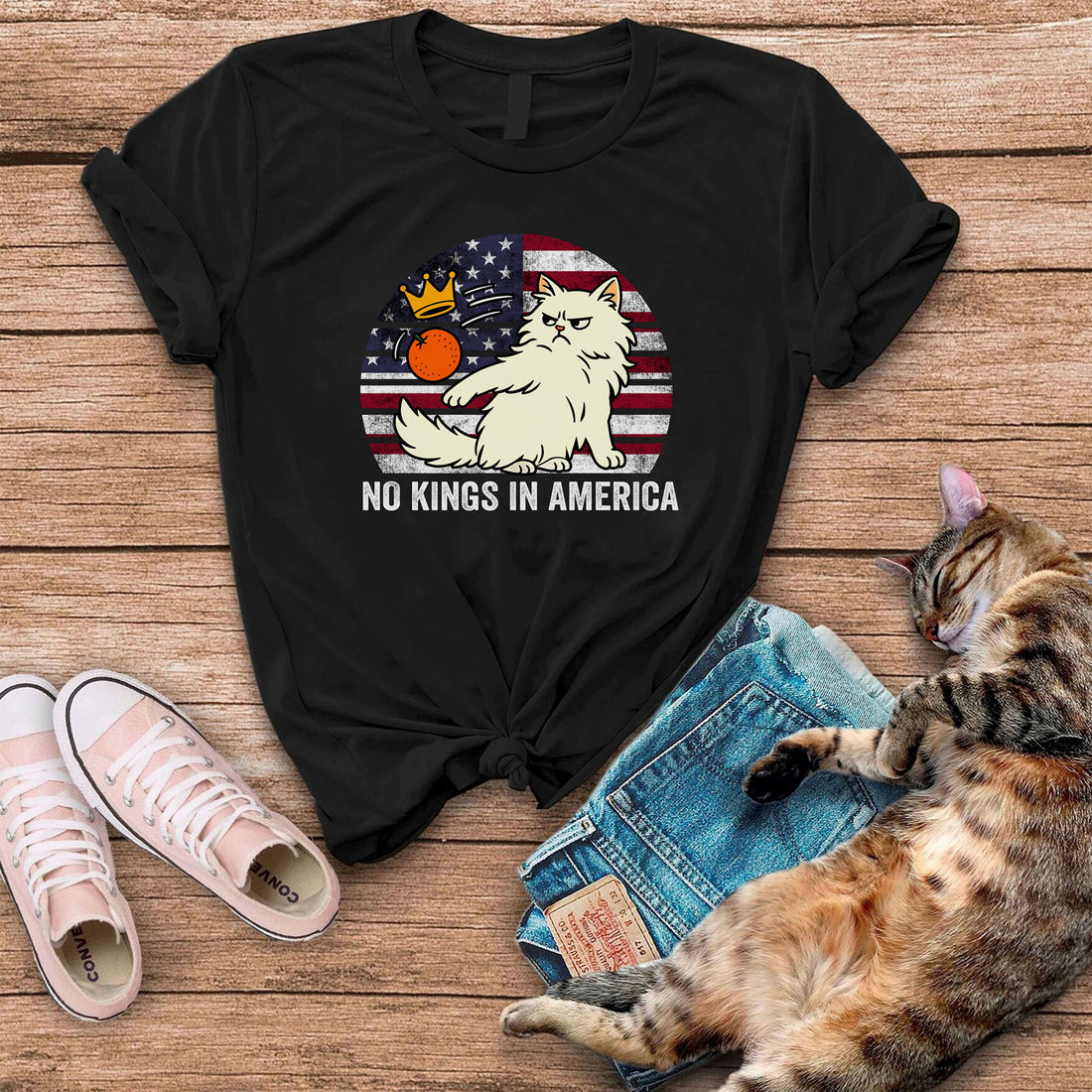 No Kings In America Cat T-Shirt