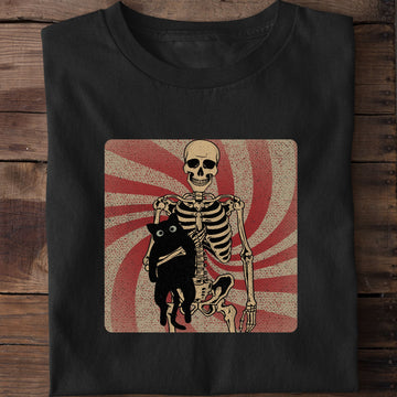 Cat Skeleton Funny Halloween Cat T-Shirt
