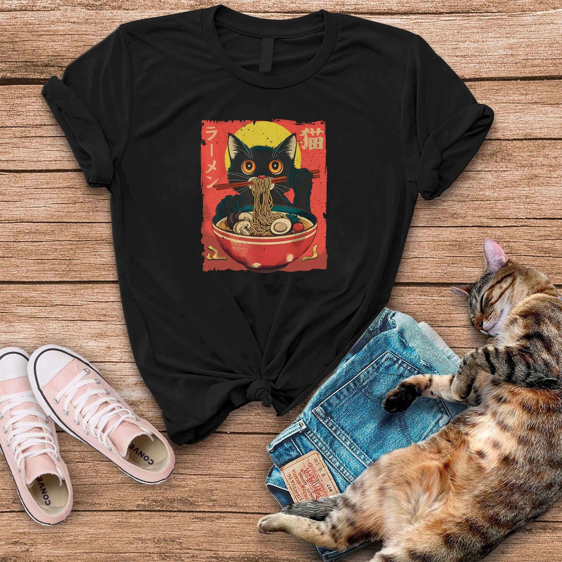 Cat Noodle Funny Cat T-Shirt