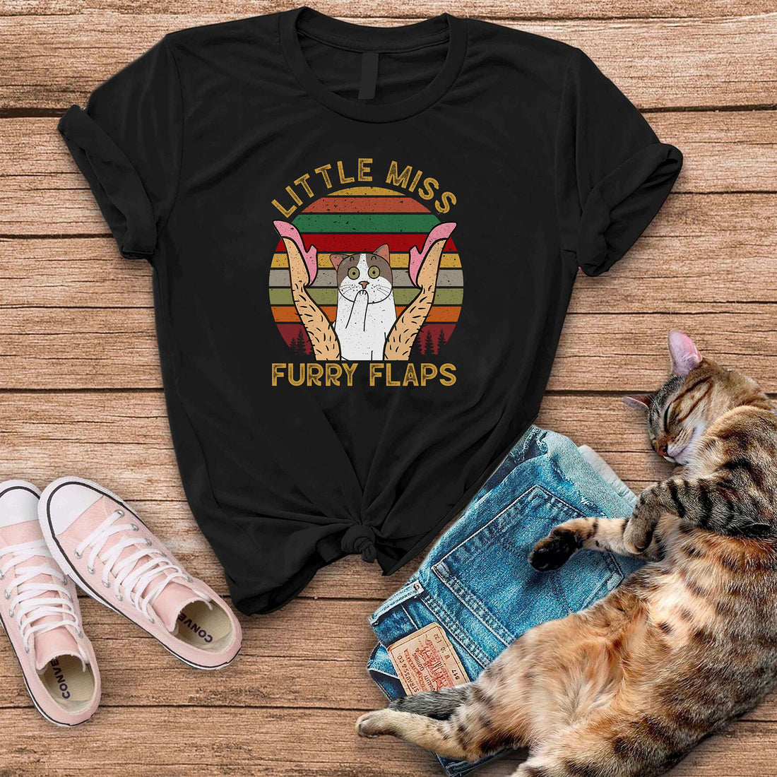 Little Miss Furry  Flaps Cat T-Shirt