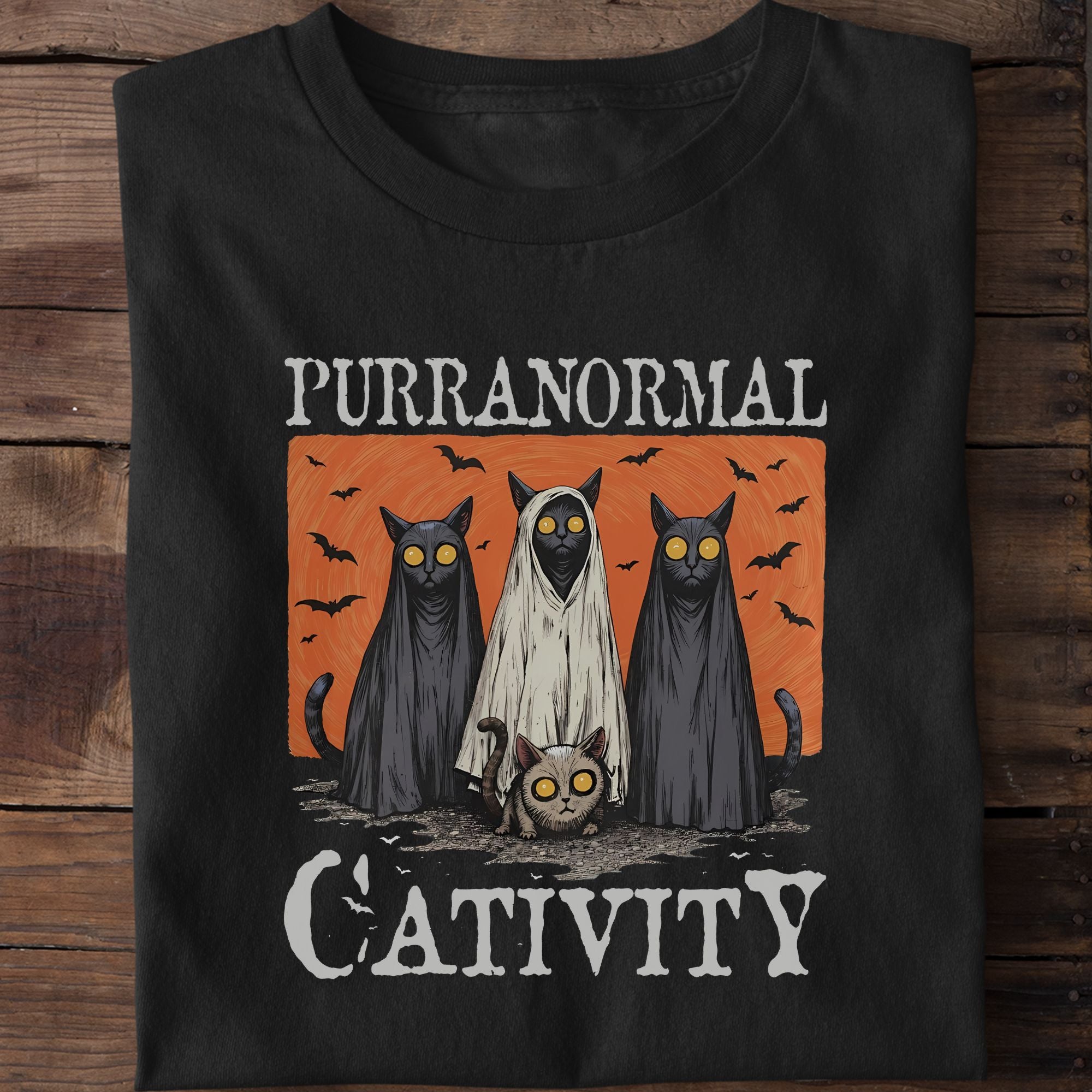 Funny Purranormal Cativity Halloween Cat Ghost T-Shirt