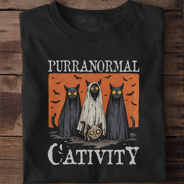 Funny Purranormal Cativity Halloween Cat Ghost T-Shirt