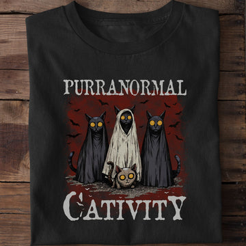 Funny Purranormal Cativity Halloween Cat Ghost T-Shirt