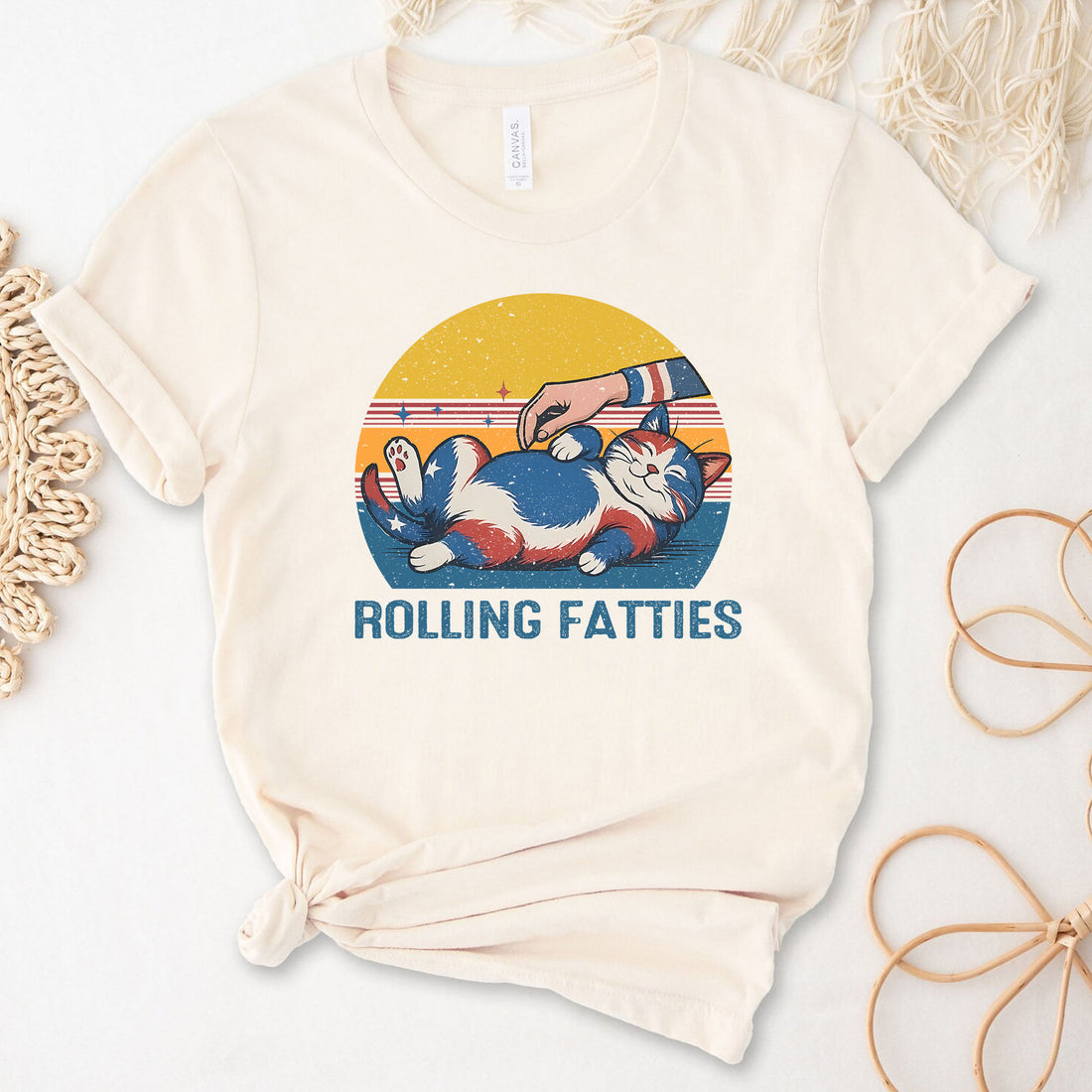 Rolling Fatties Cat 4th Of July T-Shirt