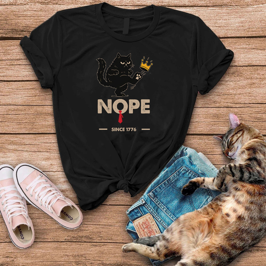 Nope Since 1776 Cat T-Shirt
