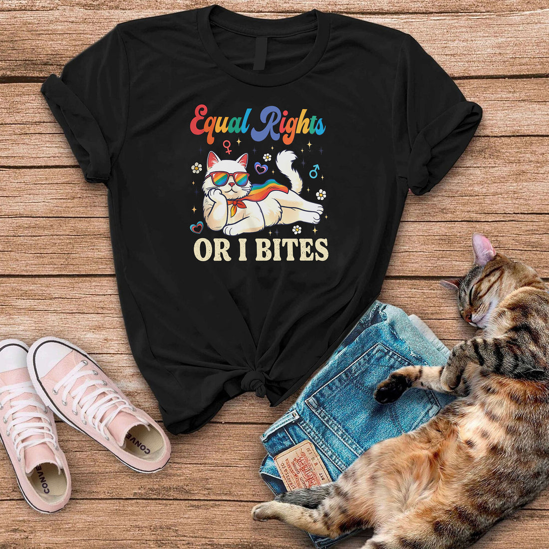 Equal Rights Or I Bites LGBT Cat T-Shirt