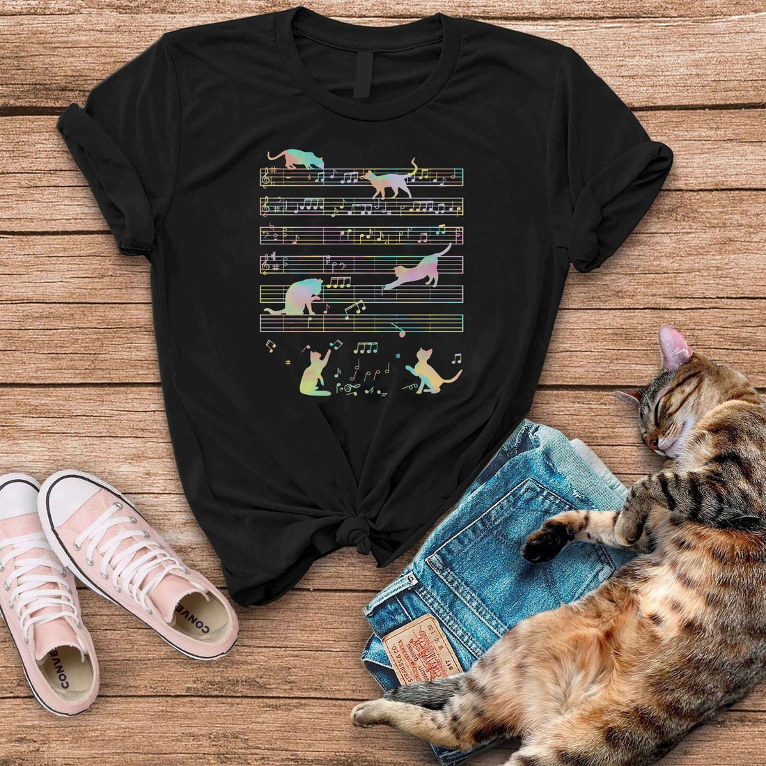 Music Note Cat Music Lover T-Shirt