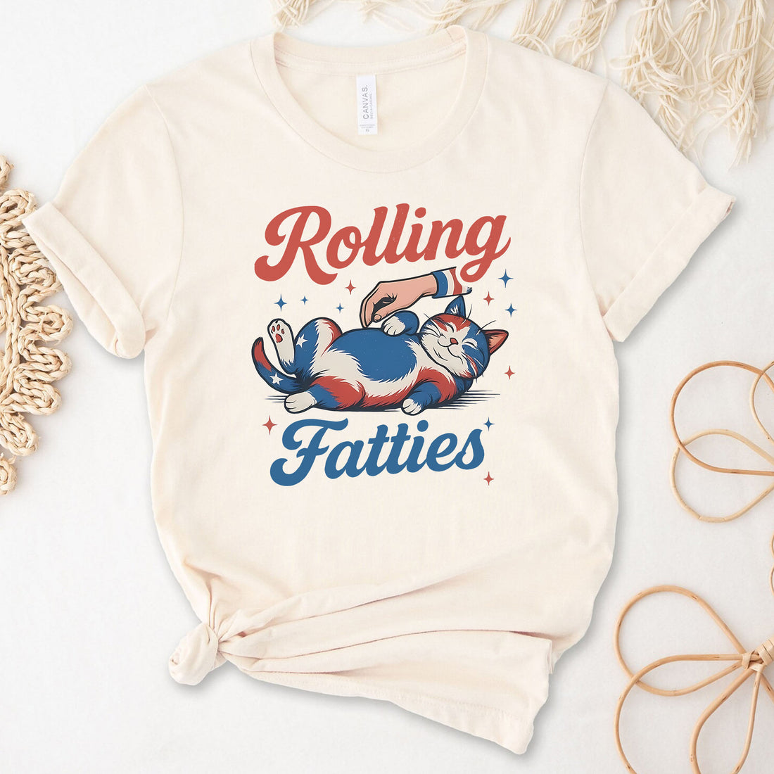 Rolling Fatties Cat 4th Of July T-Shirt