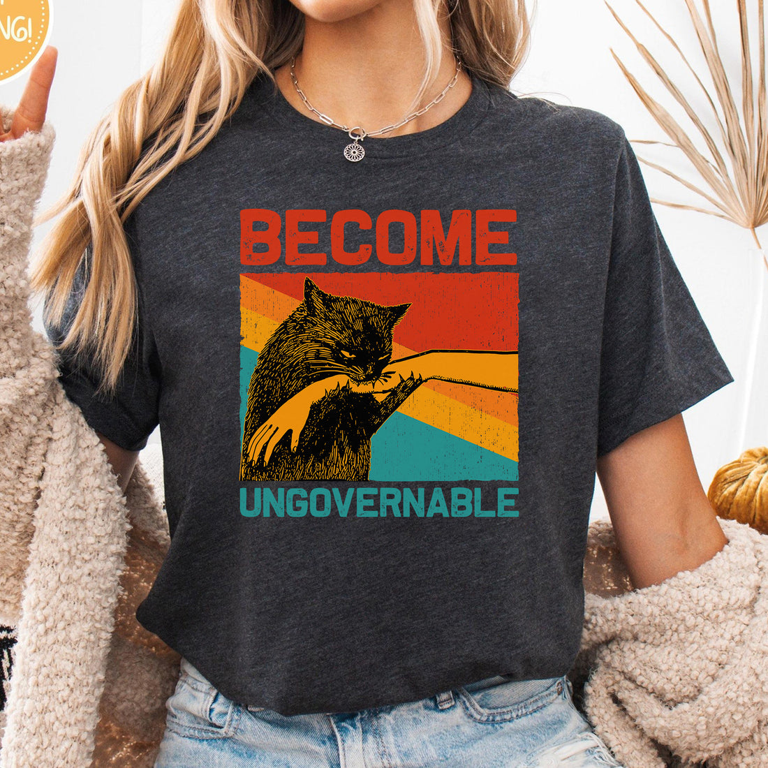 Become Ungovernable Funny Cat Unisex Premium Bella Canvas 3001 T-Shirt