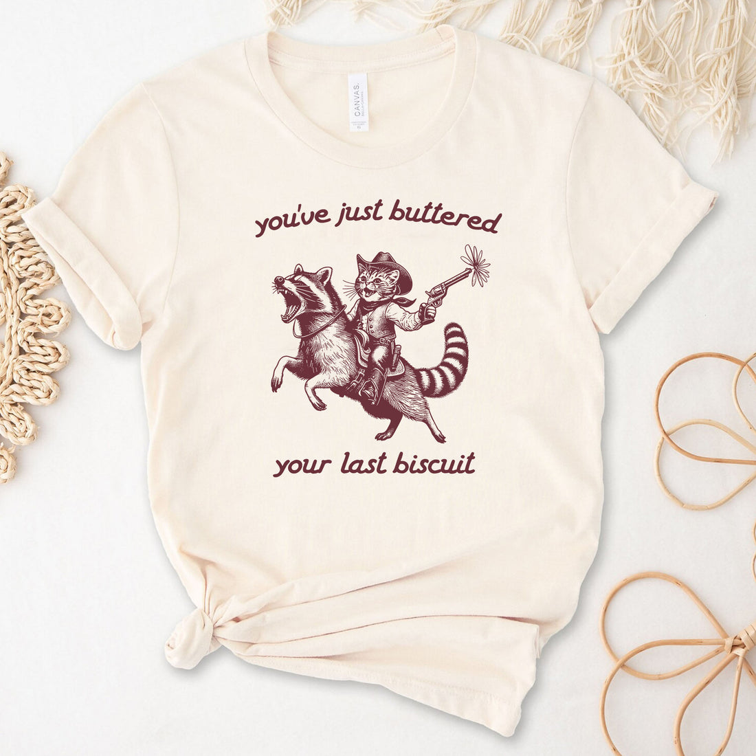 You've Just Buttered Your Last Biscuit Funny Cowboy Cat T-Shirt