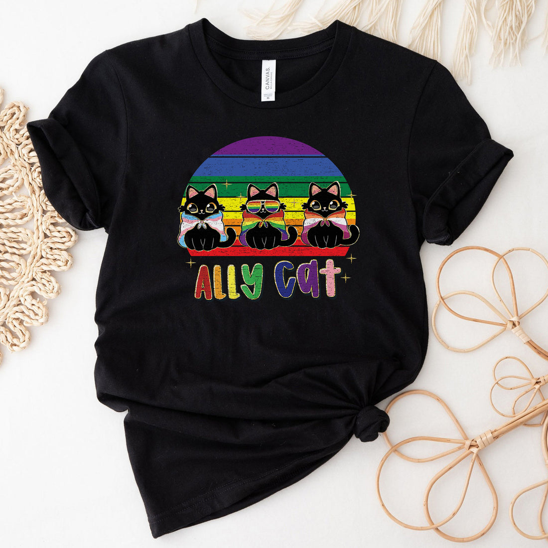 Gay Pride Month Ally Cat Funny LGBTQ T-Shirt
