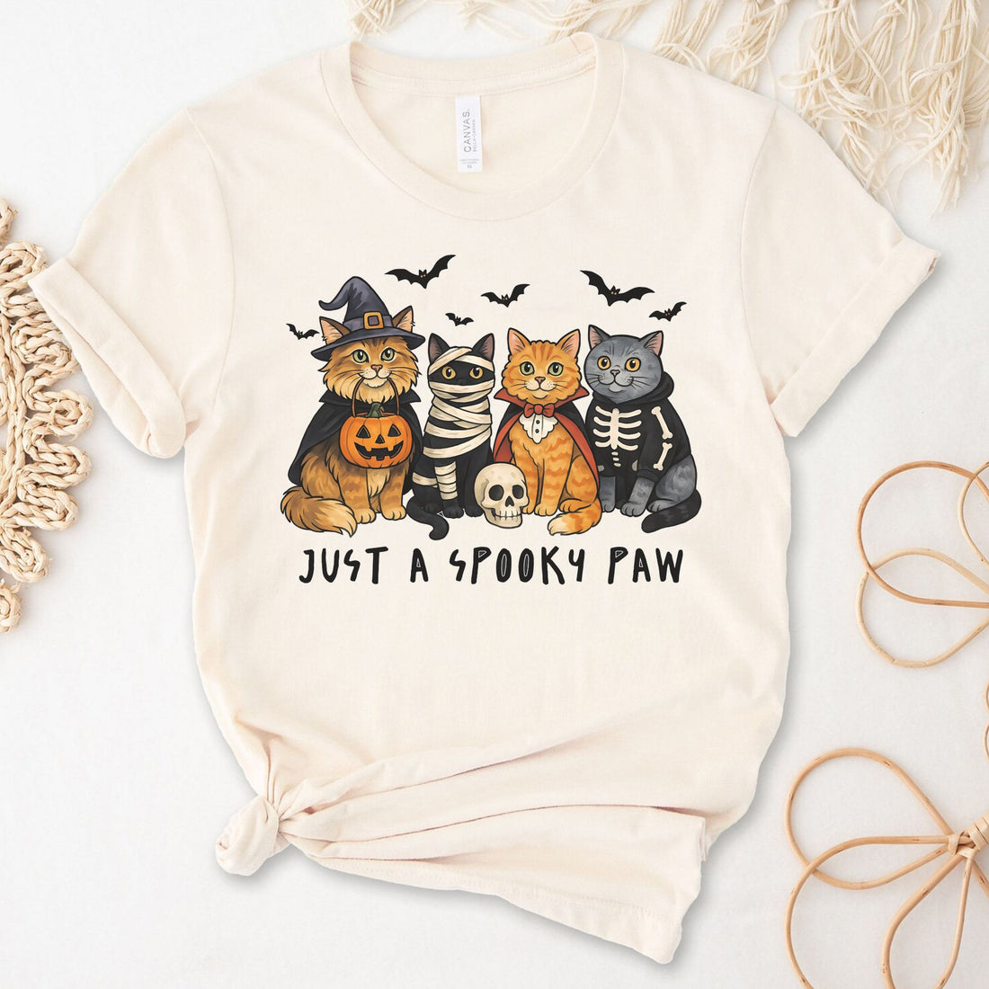 Just A Spooky Paw Halloween Unisex Premium Bella Canvas 3001 T-Shirt