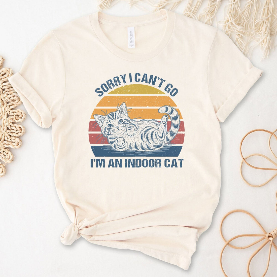 Sorry I Can't Go I'm An Indoor Cat Funny Unisex Premium Bella Canvas 3001 T-Shirt