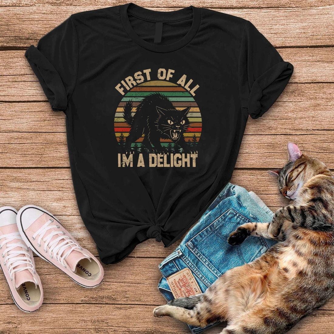 First Of All I'm A Delight Cat Vintage T-Shirt