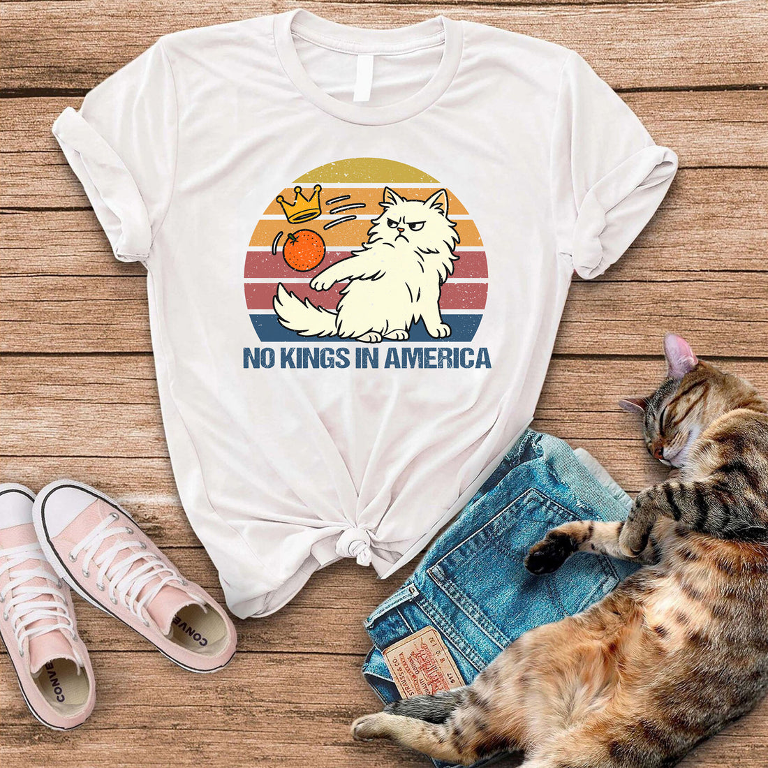 No Kings In America Cat T-Shirt