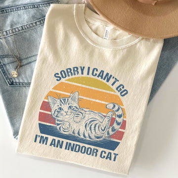 Sorry I Can't Go I'm An Indoor Cat Funny Unisex Premium Bella Canvas 3001 T-Shirt