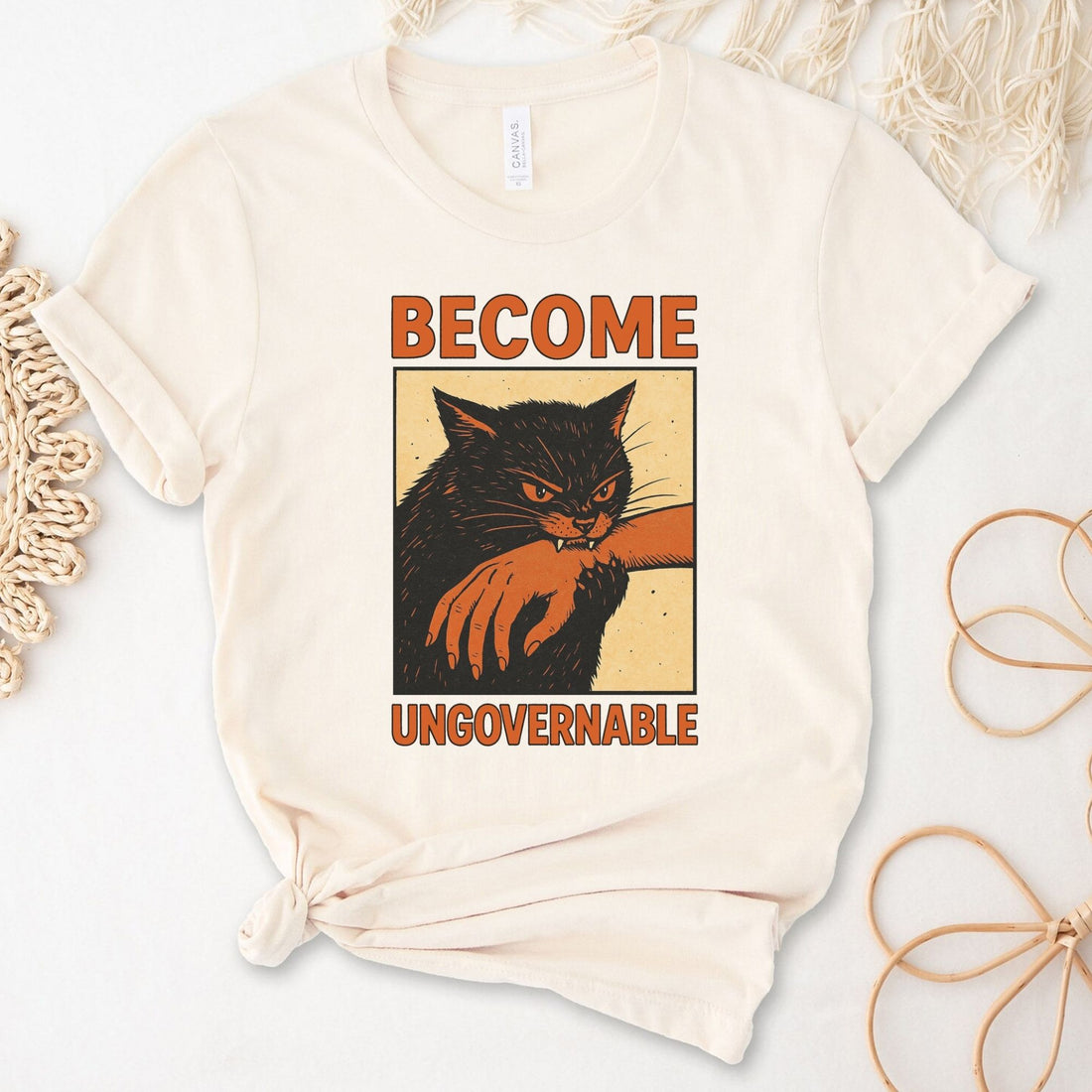 Become Ungovernable Funny Cat Unisex Premium Bella Canvas 3001 T-Shirt
