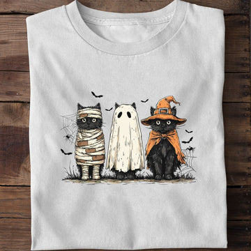 Cat Ghost Witch Funny Cat Halloween T-Shirt