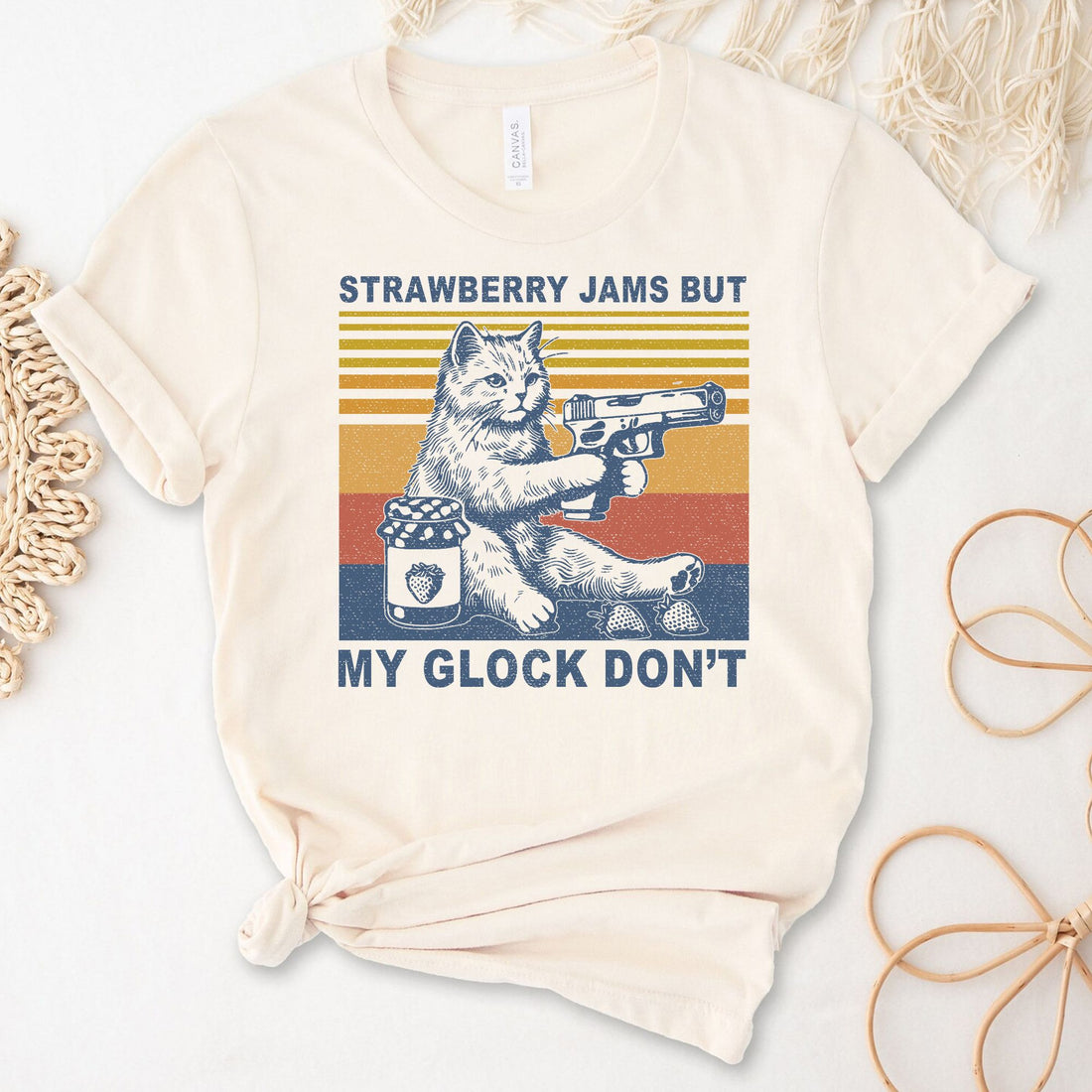 Strawberry Jams But My Glock Don't Unisex Premium Bella Canvas 3001 T-Shirt