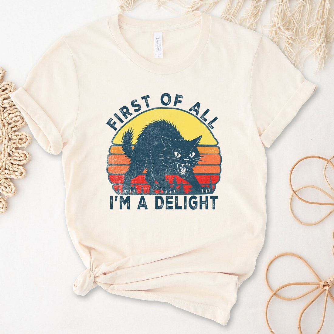 First Of All I'm A Delight Cat Vintage T-Shirt