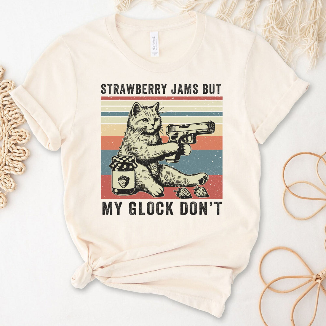 Strawberry Jams But My Glock Don't Unisex Premium Bella Canvas 3001 T-Shirt