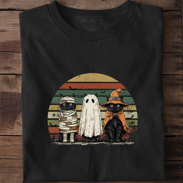 Cat Ghost Witch Funny Cat Halloween T-Shirt