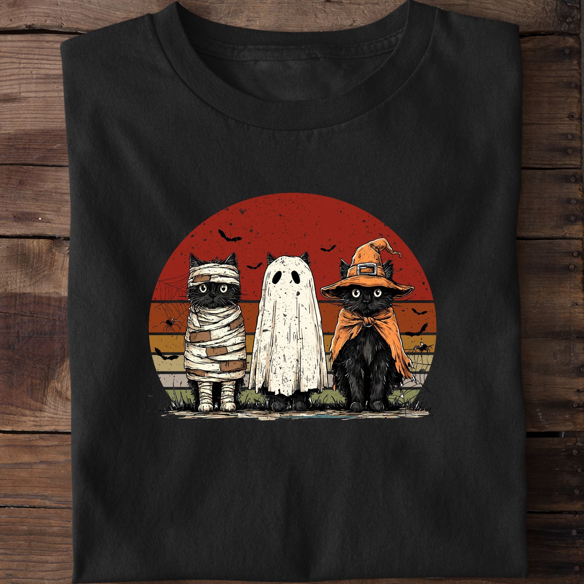Cat Ghost Witch Funny Cat Halloween T-Shirt