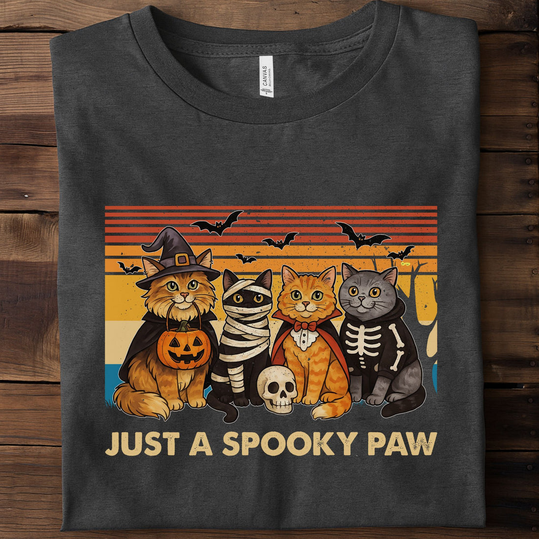 Just A Spooky Paw Halloween Cat Unisex Premium Bella Canvas 3001 T-Shirt