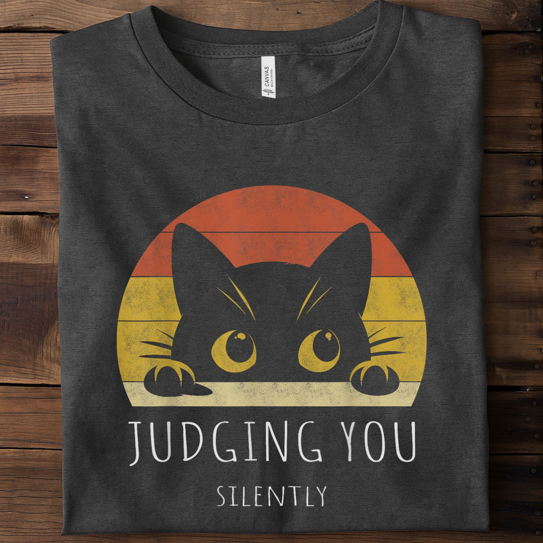 Black Cat Judging You Silently Unisex Premium Bella Canvas 3001 T-Shirt