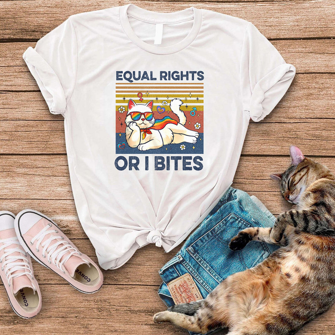 Equal Rights Or I Bites LGBT Cat T-Shirt