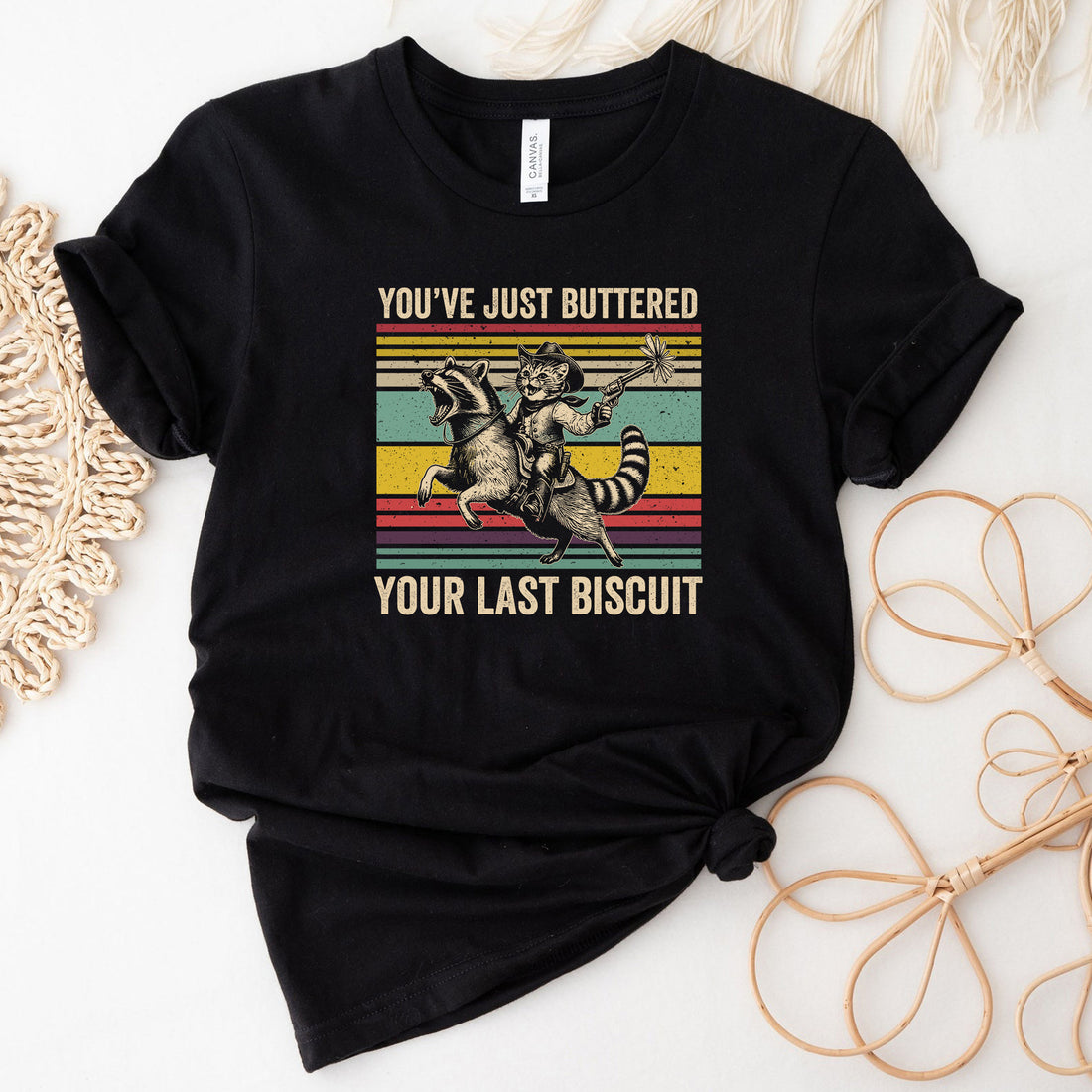 You've Just Buttered Your Last Biscuit Funny Cowboy Cat T-Shirt