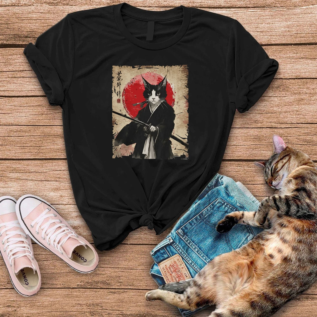 Japanese Samurai Cat T-Shirt
