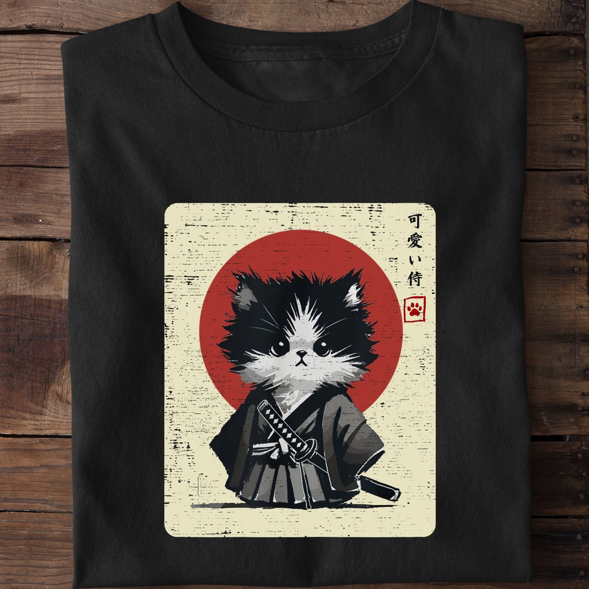 Samurai Ninja Cat Warrior  T-Shirt