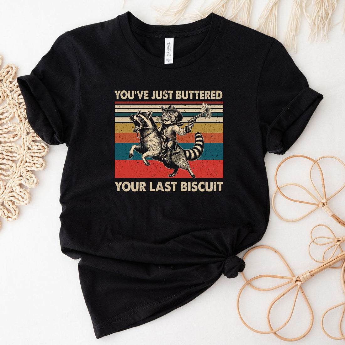 You've Just Buttered Your Last Biscuit Funny Cowboy Cat T-Shirt