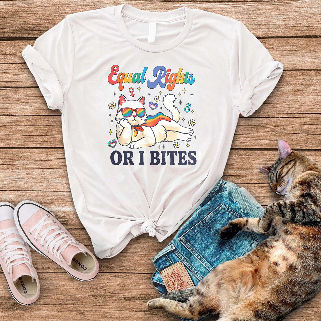 Equal Rights Or I Bites LGBT Cat T-Shirt