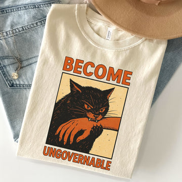 Become Ungovernable Funny Cat Unisex Premium Bella Canvas 3001 T-Shirt