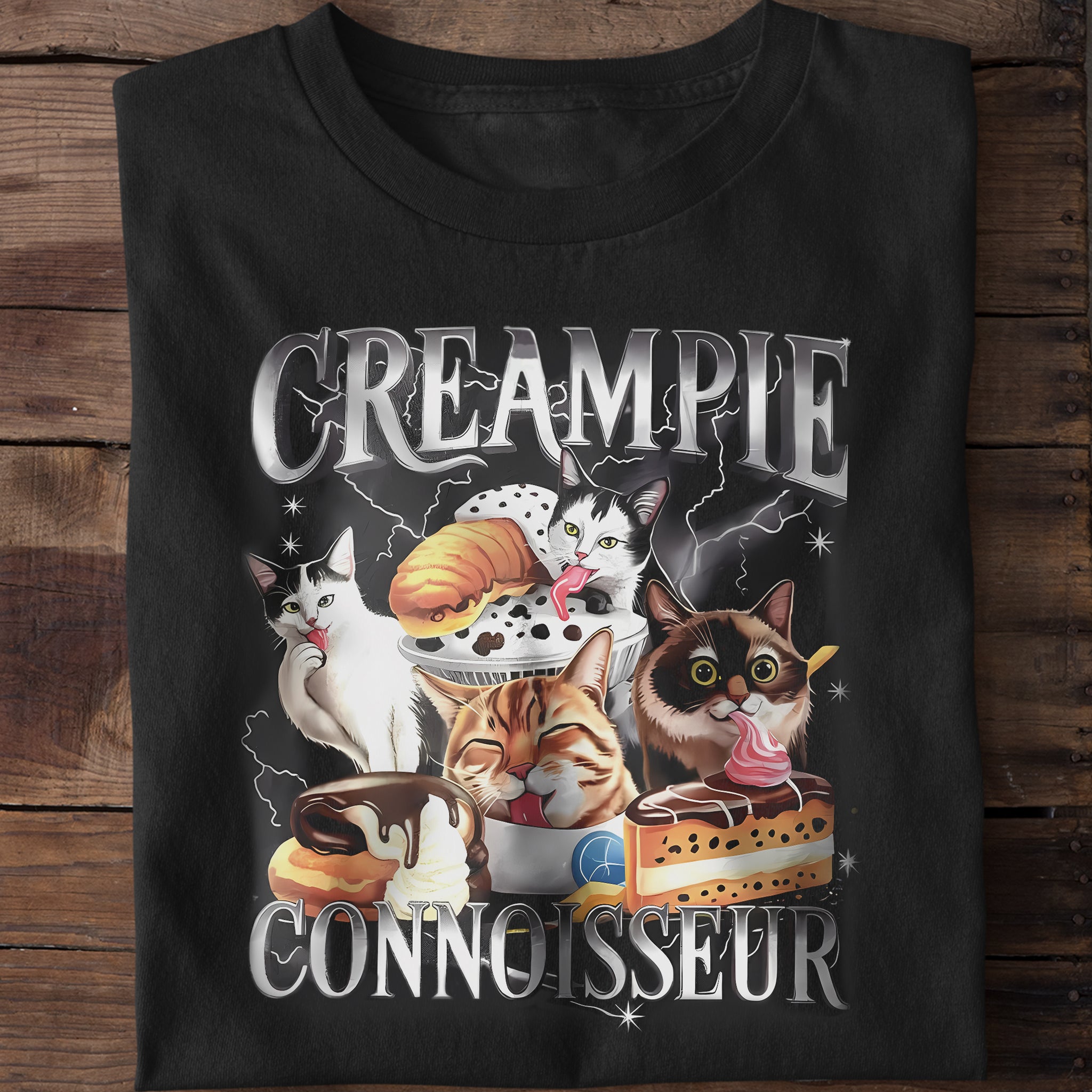 Creampie Connoisseur Raunchy Funny Cat T-Shirt