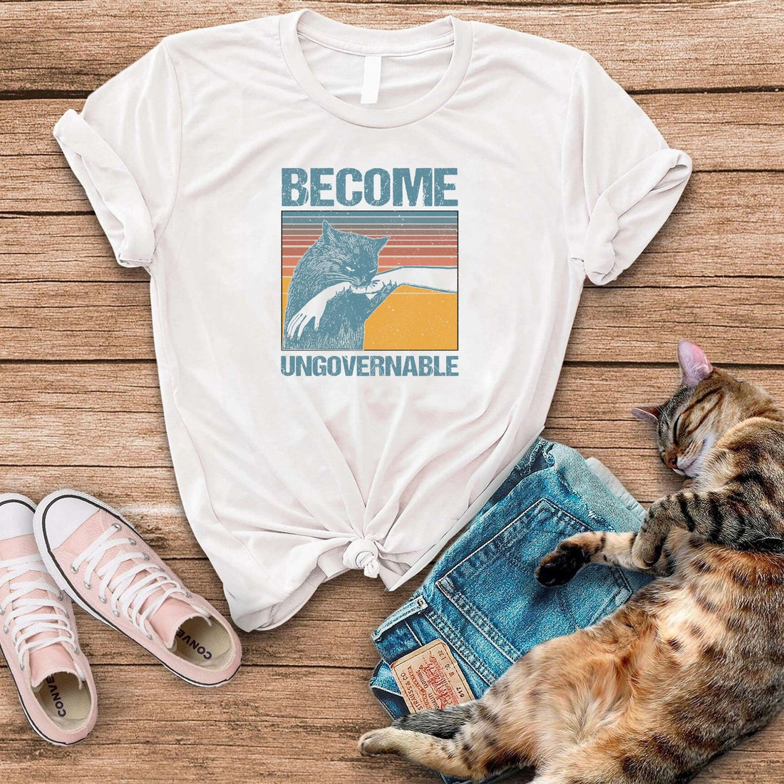 Become Uncoverable Funny Cat T-Shirt