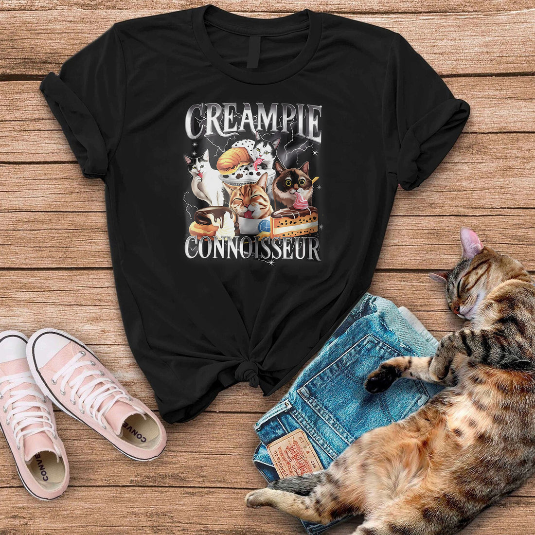 Creampie Connoisseur Raunchy Funny Cat T-Shirt