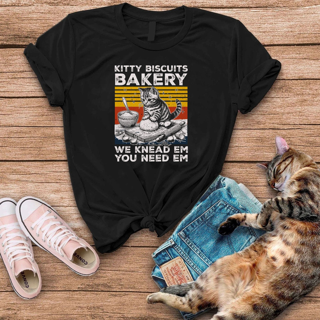 Kitty Biscuits Bakery Cat Baking T-Shirt