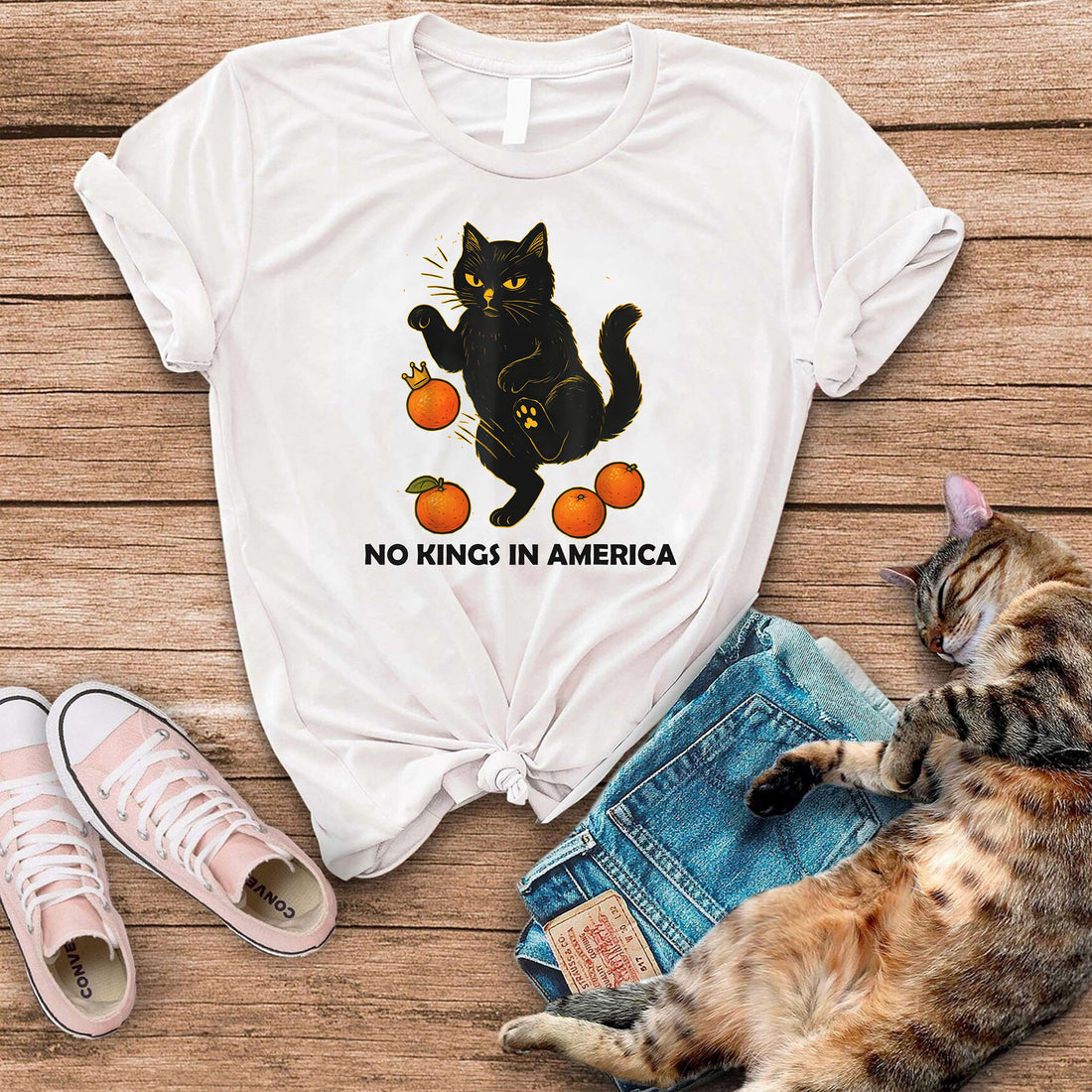 No Kings In America Cat T-Shirt