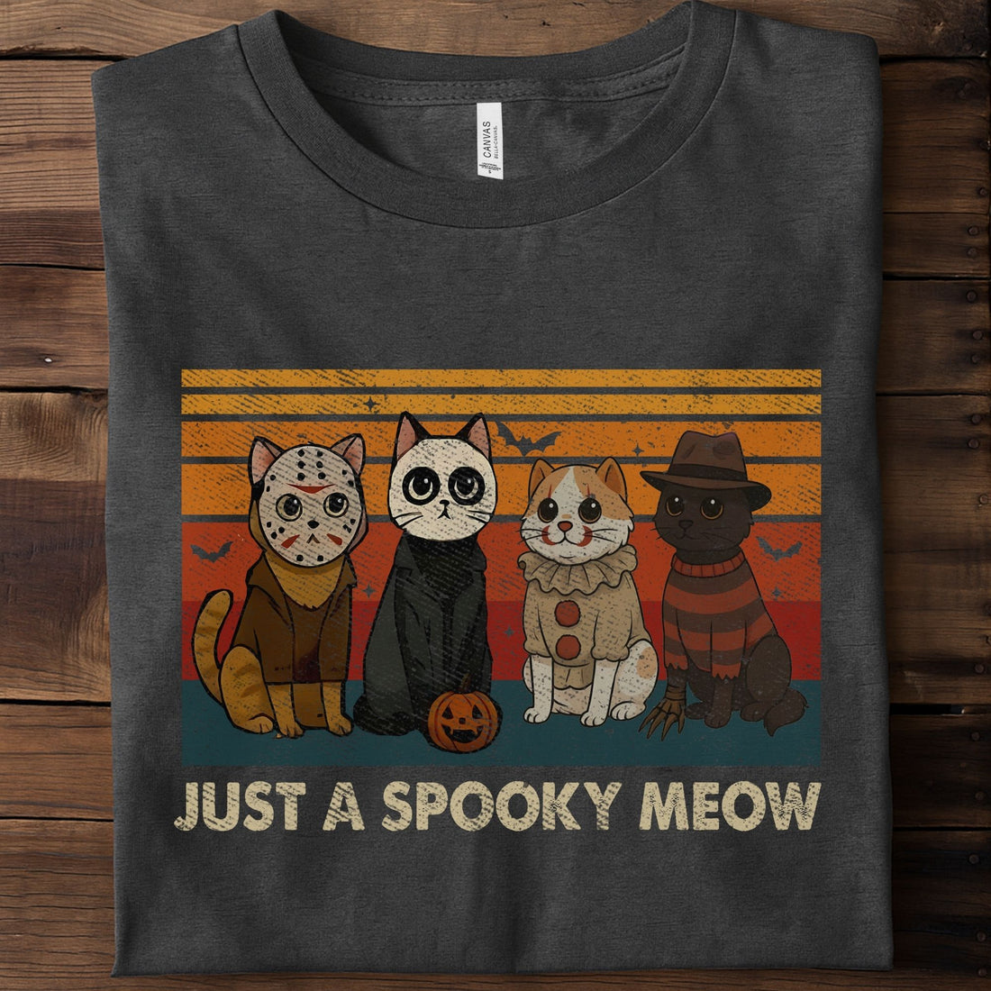 Just A Spooky Meow Halloween Funny Unisex Premium Bella Canvas 3001 T-Shirt