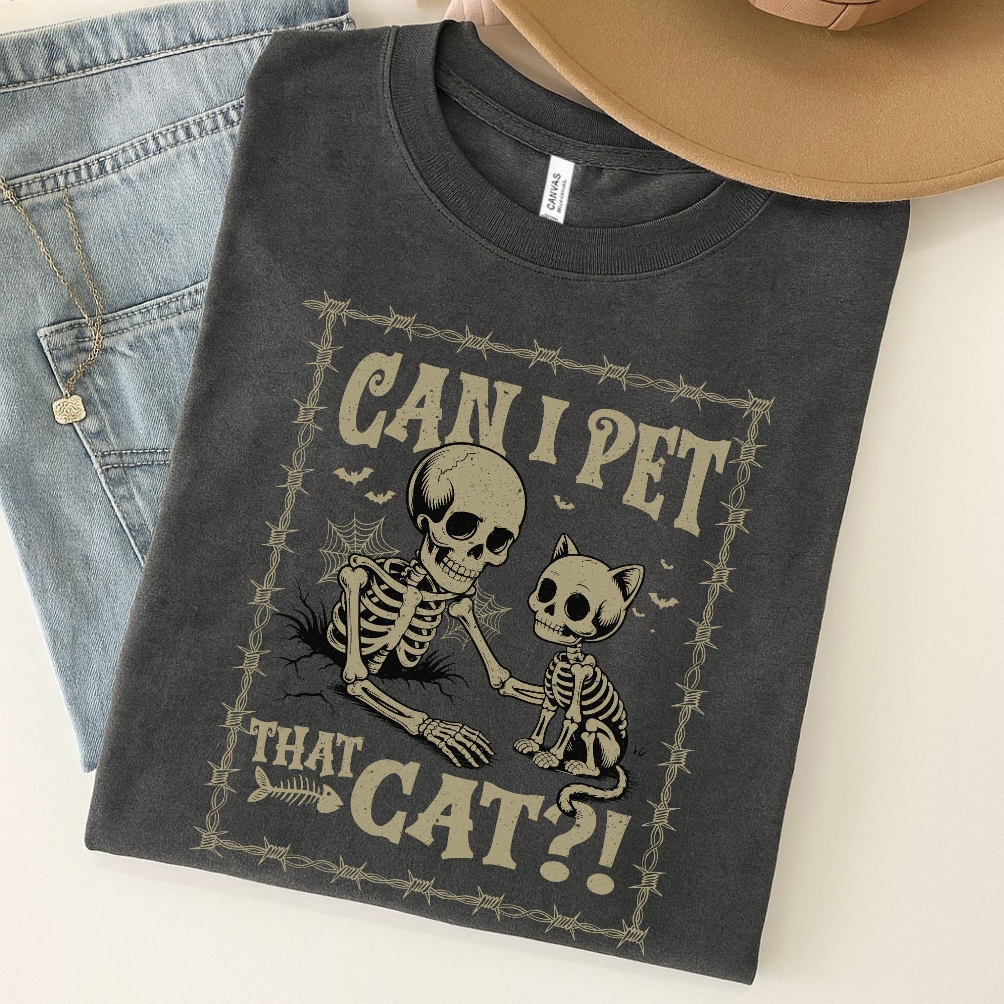 Can I Pet That Cat Unisex Premium Bella Canvas 3001 T-Shirt