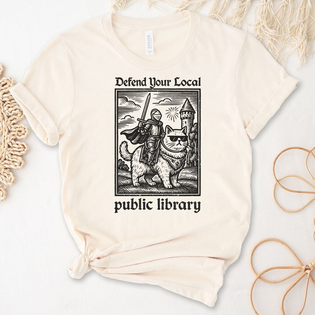 Defend Your Local Public Library Unisex Premium Bella Canvas 3001 T-Shirt