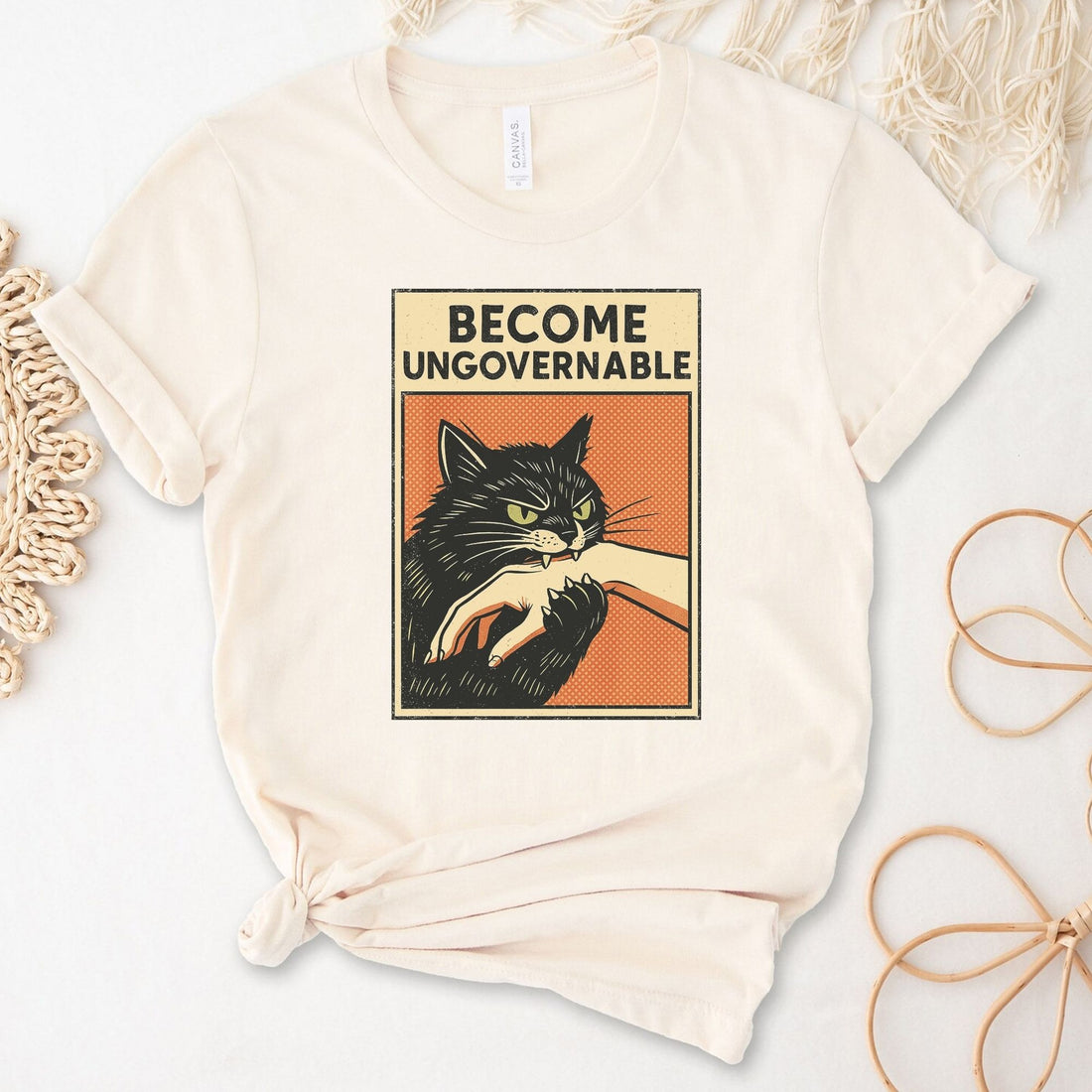 Become Ungovernable Funny Cat Unisex Premium Bella Canvas 3001 T-Shirt