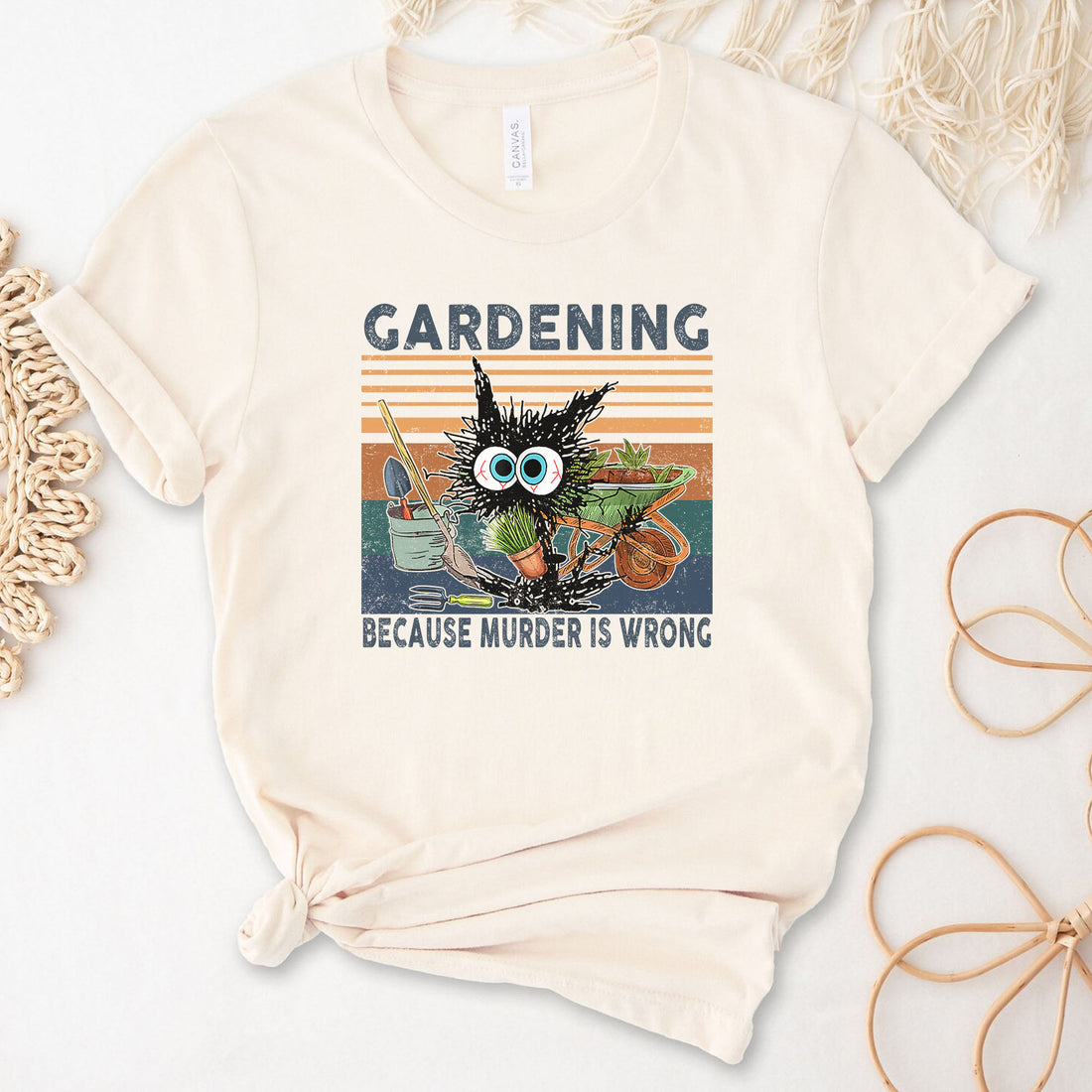 Gardening Because Murder Is Wrong Cat Gardening T-Shirt
