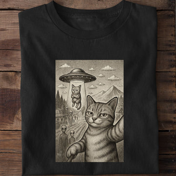 Cat UFO Alien Abduction T-Shirt