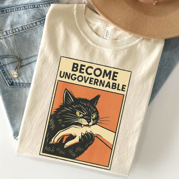 Become Ungovernable Funny Cat Unisex Premium Bella Canvas 3001 T-Shirt