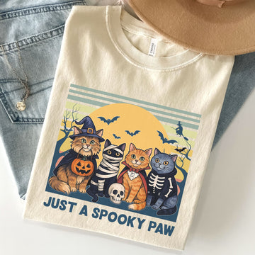 Just A Spooky Paw Halloween Unisex Premium Bella Canvas 3001 T-Shirt