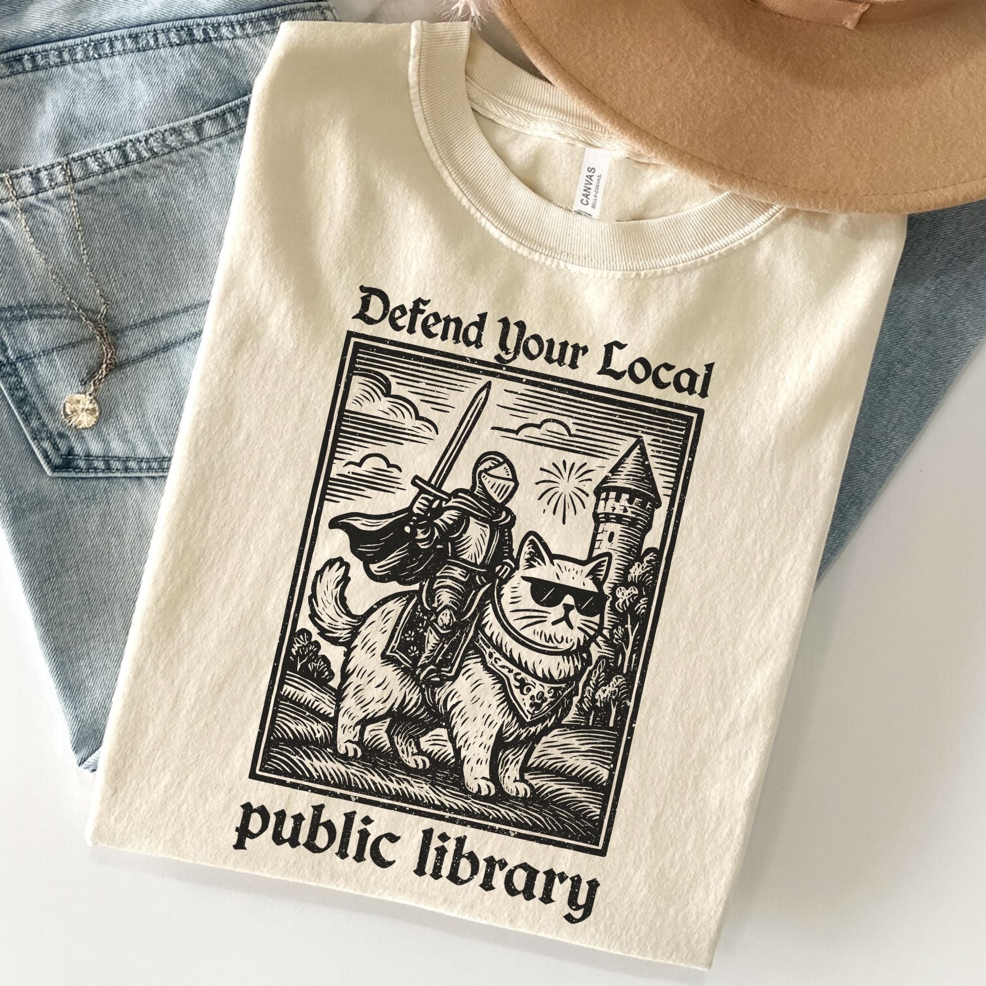 Defend Your Local Public Library Unisex Premium Bella Canvas 3001 T-Shirt